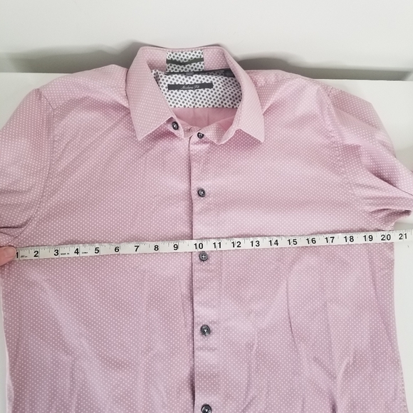 Ted Baker Pink White Geometric Print Button Front Modern Fit Shirt Size 16 - Picture 11 of 12